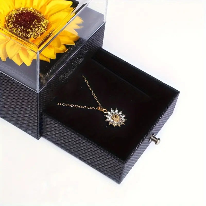 Forever Sunflower Necklace Gift Box Set