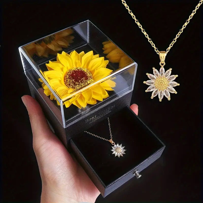 Forever Sunflower Necklace Gift Box Set