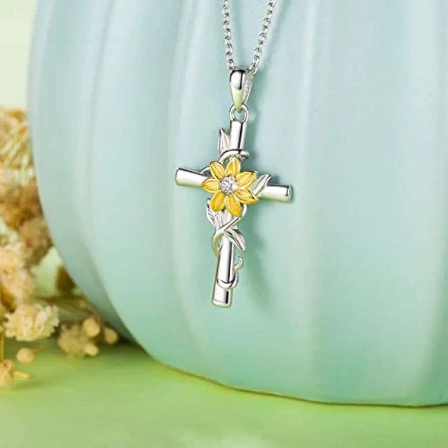 Sunflower Cross Necklace