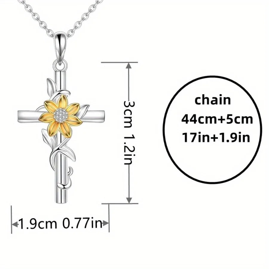 Sunflower Cross Necklace