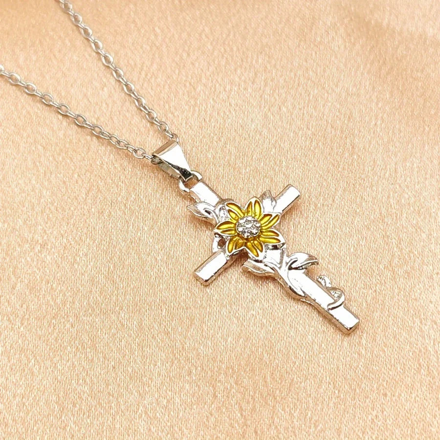 Sunflower Cross Necklace