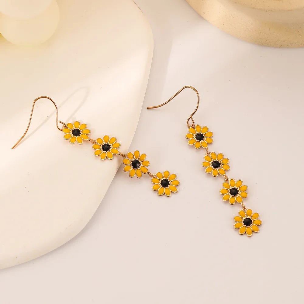 Sunflower Dangle Golden Earrings