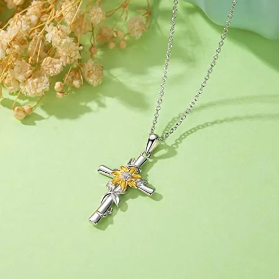 Sunflower Cross Necklace